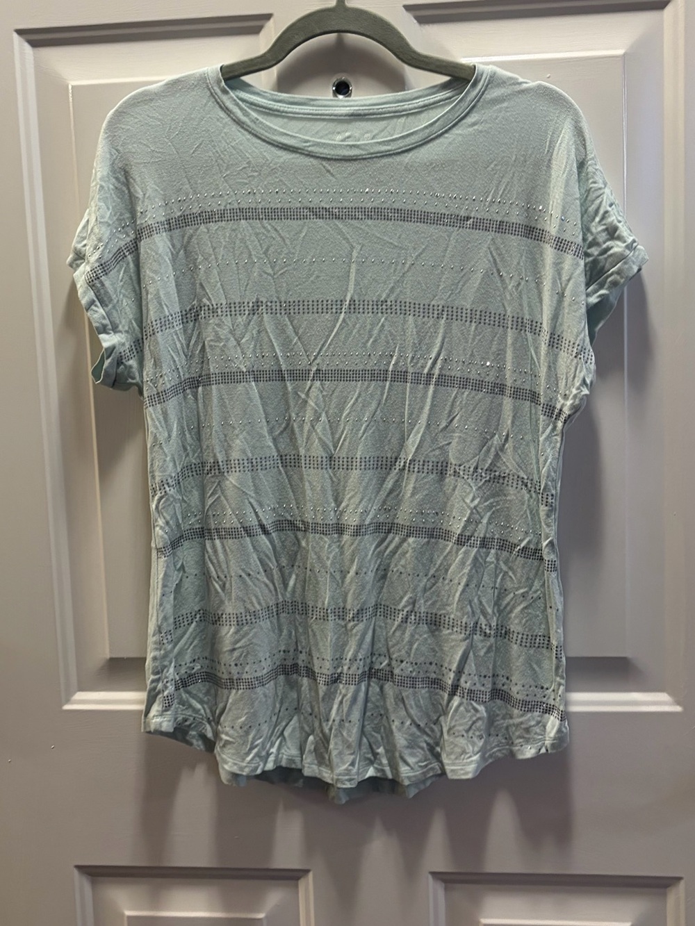Apt. 9 Light Blue Short Sleeve Textured Stripe Top
